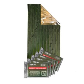 TITAN Survival - Mantas de supervivencia Mylar de 52 x 82 pulgadas, paquete de 5 – 90% de retención de calor y diseño impermeable, manta de emergencia para protección contra clima frío y kits de