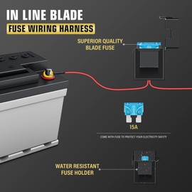 RIGIDON Waterproof Wiring Harness Cable Set Relay with DT Plug Adapter for Car Headlight Work Lights Daytime Running Lights Light Strips DC 12 V/40 A (Model E for 2 Lamps)