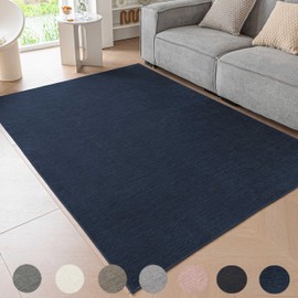 Ceneco Low Pile Rug,Navy Blue Rugs Living Room,Washable Short Pile Rugs for Bedroom,Non Slip Rugs for Dining Room,Thin Rug for Kids Room,Office,Lounge Area Rug (Navy Blue, 60×120cm)