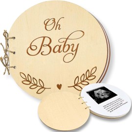 HD WOOD CRAFT Baby Shower Guest Book Alternatives for Boy & Girl, 35 Pages Oh Baby Shower Sign in Guest Book, Rustic Baby Shower Guest Sign in Book, Keepsakes for New Parents