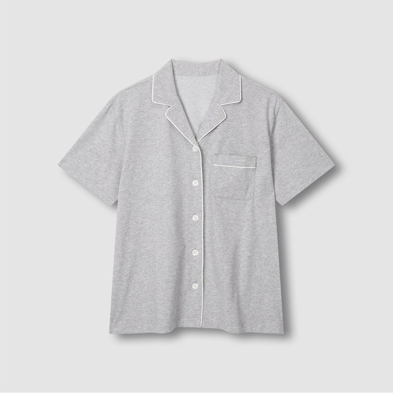 JAJU [JAJU] JAJU AIR Cotton 3/4 Sleeve Pajama Set_Melange Grey