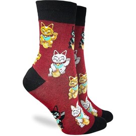 Good Luck Sock Women's Lucky Waving Cat Socks, Adult, Shoe Size 5-9