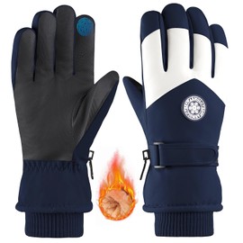 ProudDemon Men's Waterproof Winter Ski Gloves, Women's Gloves, Warm Touch Screen Gloves with Elastic Wrist Strap, Suitable for Outdoor Travel, Skiing and Other Outdoor Activities