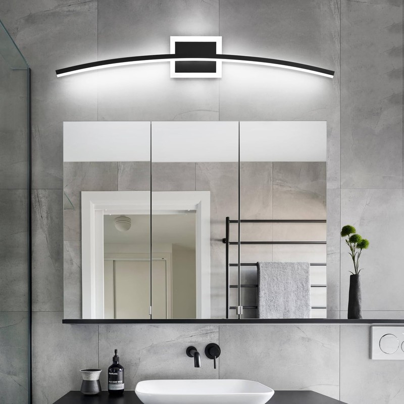 PRESDE 32in Black LED Bathroom Light Fixtures Over Mirror Modern