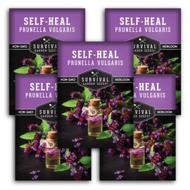 Self-Heal Seeds for Planting - Prunella Vulgaris (All-Heal, Selfheal) Hardy Perennial Ground Cover & Pollinator Wildflower, Non-GMO Heirloom Herb - Survival Garden Seeds (5 Packs)