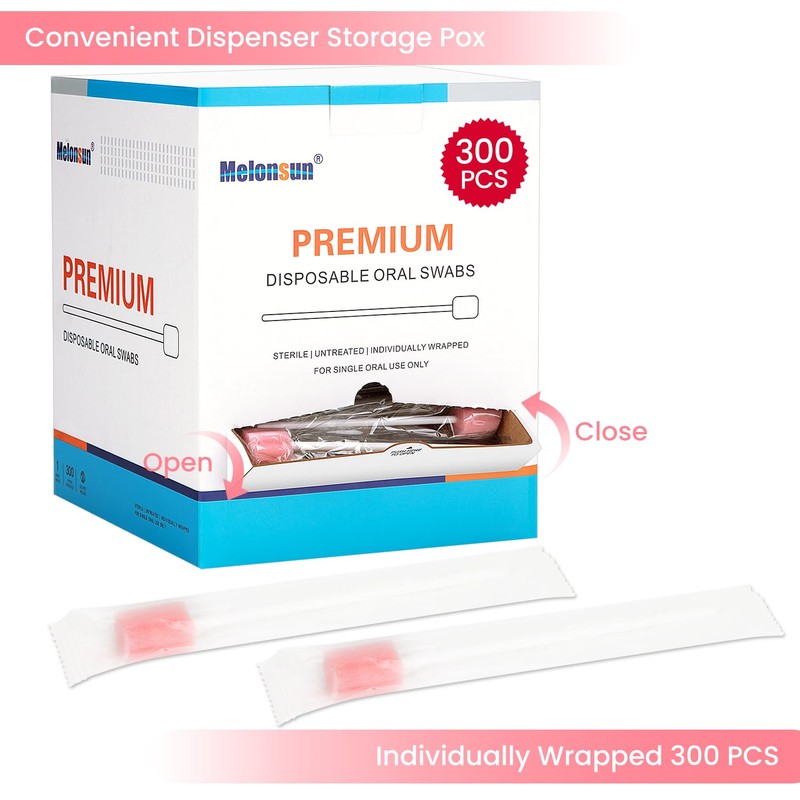 300 Pcs Oral Swabs Disposable - Longer Unflavored & Sterile