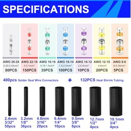 Kit de 532 conectores de alambre de sellado termorretráctil con mini pistola de calor, conectores de alambre de varilla de soldadura, kit de conector 