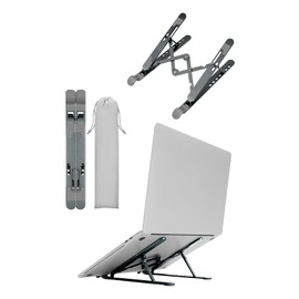 Hobinavi nts001-gy Laptop Stand, Foldable, Compact, Heat Runaway Prevention, 7 Levels of Angle Adjustment