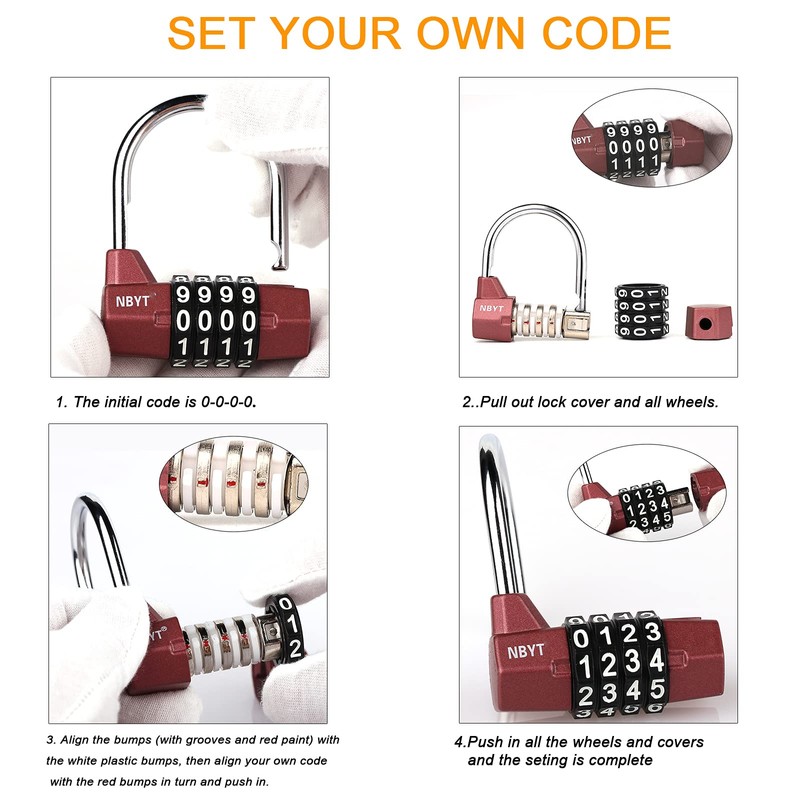 Gym Locker Lock,4 Digit Combination Lock,Safety Password Padlock for School