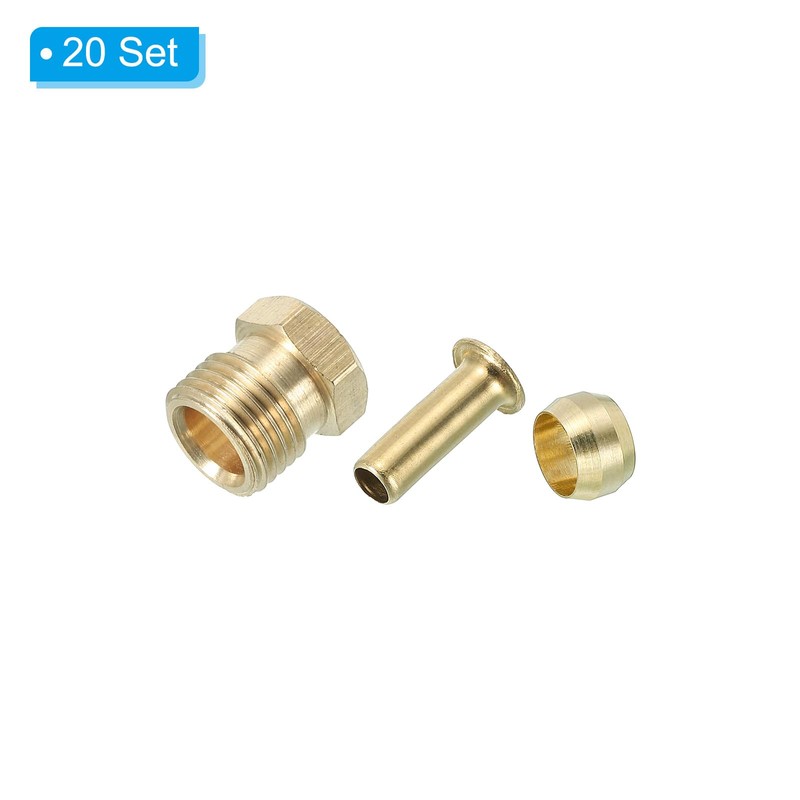 PATIKIL Set of 20 Brass Compression Sleeves, Inserts and Nuts