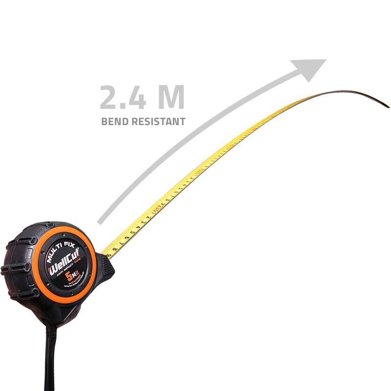 WellCut Retractable Tape Measure, with Metric & Imperial Dimensions, Rubberised