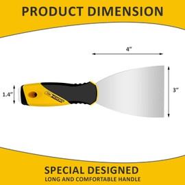 Flexible Putty Knife Scraper Tool, Spackle Knife Stainless Steel Blade with Soft Grip Handle, Metal Scraper Tool for Drywall Finishing, Plaster Painting Scraping, Decals, and Wallpaper (3)