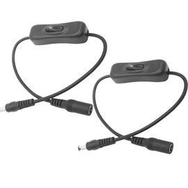 Clearhill 2Pcs 5-24V DC On/Off Switch with 5521DC Male and Female Connectors(Balck),22AWG Wire,Easy to Open and Close,for PC,TV,Car,5V 12V 24V LED Strips