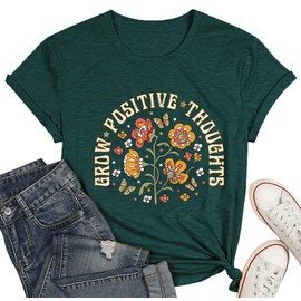 Mental Health Shirts for Women Vintage Flower Tee Shirt Boho Floral T Shirt Wildflower T-Tops Butterfly Tops