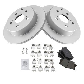 TRQ Rear Brake Pad & Rotor Kit Brake Pads Brake Rotor Ceramic Solid Premium G-Coated Compatible with 2010-2012 Lexus HS250h 2006-2018 Toyota RAV4