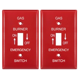 [2 Pack] BESTTEN 1-Gang Red, Emergency Gas Shut-Off Toggle Switch Metal Wall Plate, Standard Size, Code Compliant