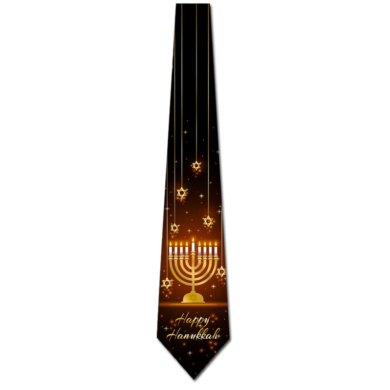 Three Rooker Menorah Ties Mens Jewish Necktie Hanukkah Tie for