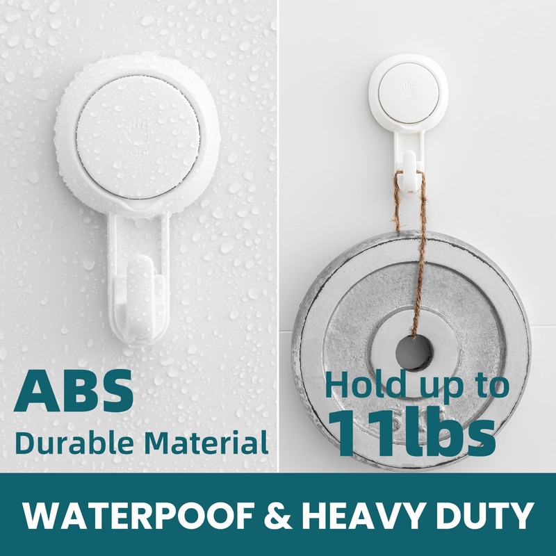 TAILI 4 Pack Powerful Suction Cup Shower Hooks for Towel,