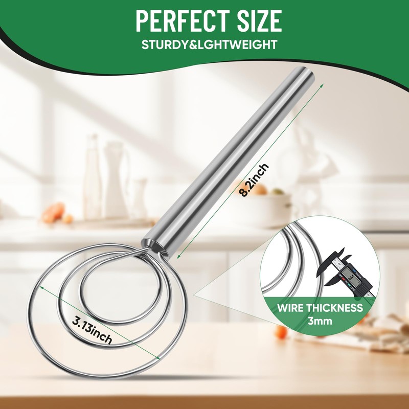 Agttete Danish Dough Whisk Stainless Steel Bread Whisk with Dough