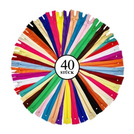 KGS Nylon Zipper for Sewing and Crafting | 20 Colours | Size: 20.3 cm/8 Inch | 40 Zippers/Pack | Multicolor Zippers for Bags, Bags, Skirts, Dresses