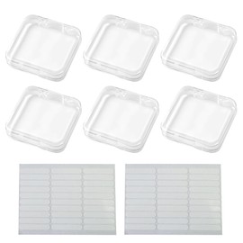 HAMILO Nail Tip Storage Clear Case 3.3 inches (8.5 cm) Display Tape Included Set of 6, clear