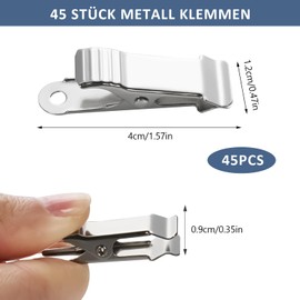 Prebarfun Pack of 45 Metal Clamps, Small Spring Clips, 4 cm x 1 cm Wide Metal Mini Alligator Clips, Curtain Clip for Crafts, Photo Curtain, Clothing