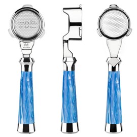 54mm Bottomless Portafilter Fits Breville Sage Barista Express Machines - MUVNA 3 Ear Naked Portafilter with 16g Double-layer Filter Basket, Blue