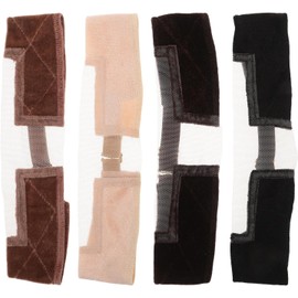 Juego de 4 Diademas de Terciopelo Elásticas Ajustables para Pelucas, Bandas Antideslizantes para Bordes de Peluca en Negro, Marrón, Beige y Café, Accesorio para Instalación y Uso