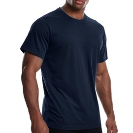 Men's Cooling Athletic Shirts Bamboo Viscose Anti Odor Moisture Wicking Workout Short Sleeve Lightweight Gym Tee Navy Blue