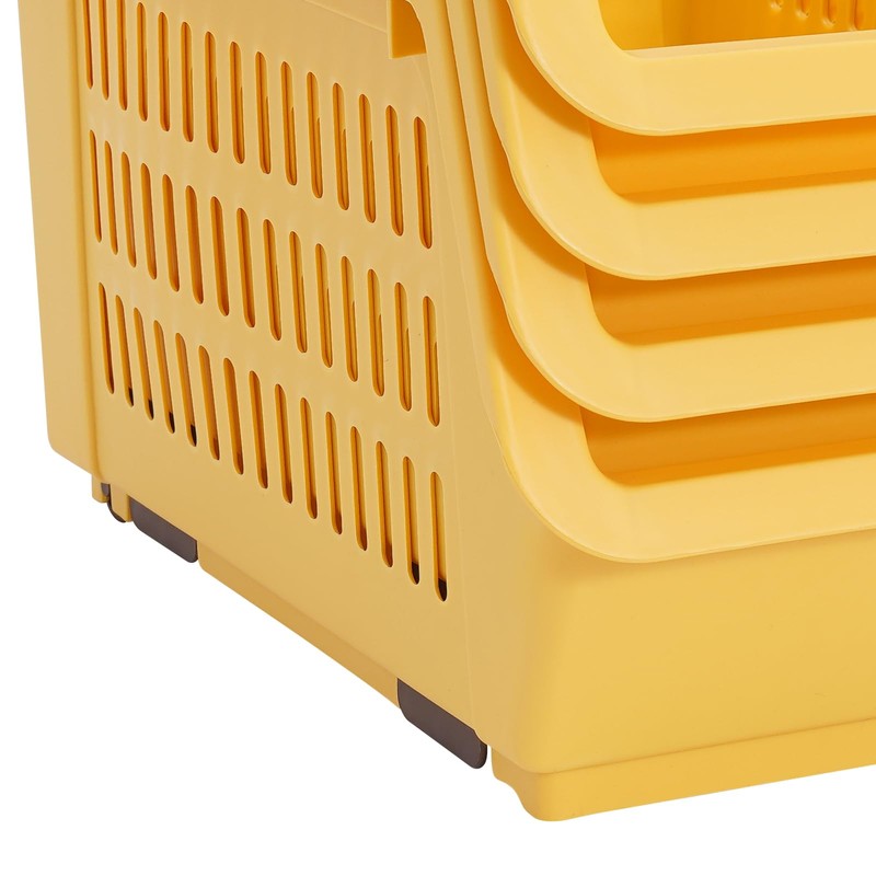 RENFANSHOP 4-Pack Stackable Plastic Storage Baskets - Open Front Organizer