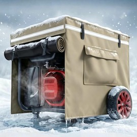 2025 Upgrade, Generator Covers While Running, 900D+210D Double Layer Production, Heavy Duty Dustproof and Waterproof Generator Covers, for 5000W-10000W Frame Generators, khaki, with Storage Bag