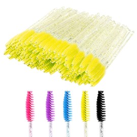 200 PCS Crystal Eyelash Mascara Brushes Wands Applicator Disposable Mascara Wands (yellow)