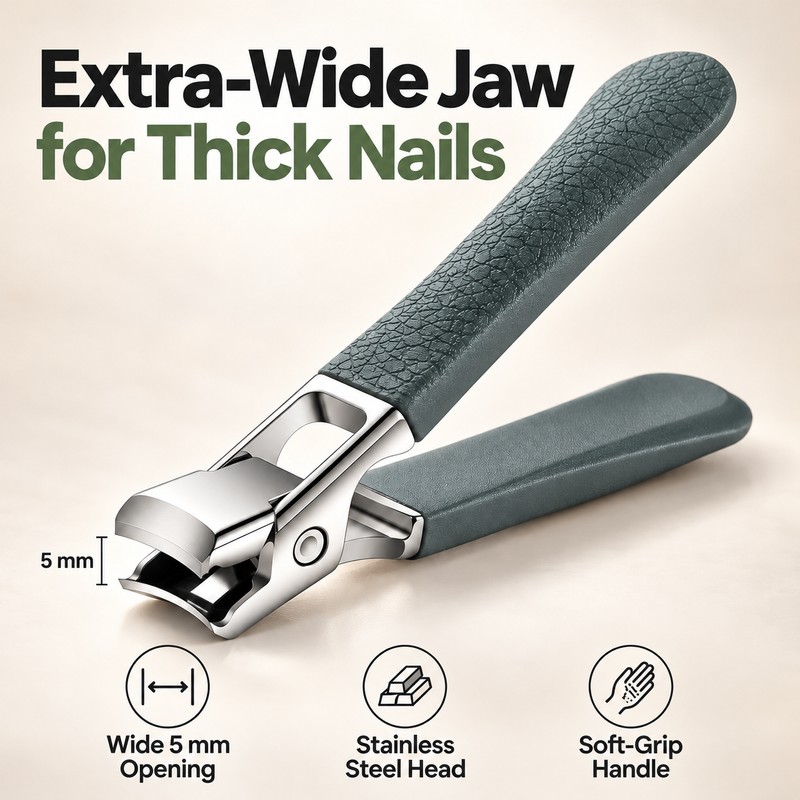 Heavy Duty Thick Toenail Clippers – Wide Jaw Stainless Steel