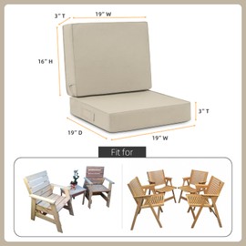 Favoyard Deep Seat Patio Cushion Set 19 x 19 Inch Waterproof Outdoor Chair Cushions for Patio Furniture with Fade Resistant and Removable Cover with Handle & Adjustable Straps for Patio, Yard, Garden