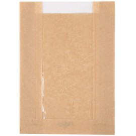 75 Bakery Bag with Window for Cookies Or Other Pastries, 6 1/2" x 2" x 8 ½" Brown Kraft Paper Bags - Bagel Bags- Pastry Bags- Bakery Bags- Sandwich Bags - Egg Sandwich Bags