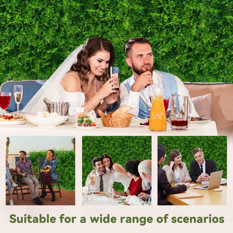 DOPGIB Greenery Faux Grass Wall Backdrop: 20"x20" (4P) UV-Anti Artificial