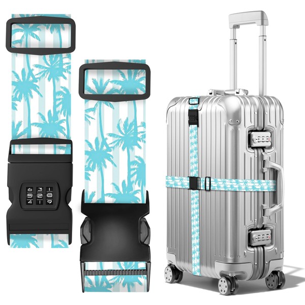 ECZOIL 2PCS Verstellbarer Gepäckgurt,Einschlie ßlich Koffergurt mit 3 Zahlenschloss Code