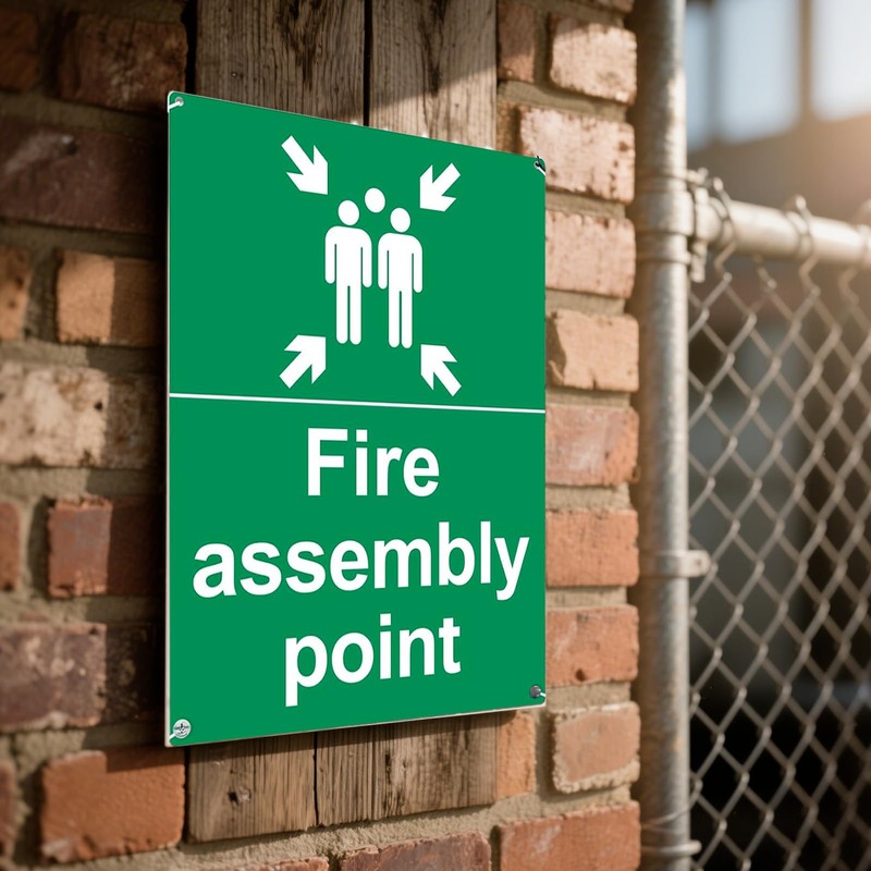 1 PCS Fire Assembly Point Sign Outdoor Aluminum Plate Signs