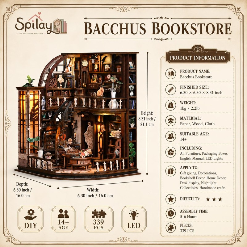 Spilay DIY Miniature House Kit for Adults, Miniature Dollhouse Kit