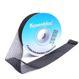 Misswendyfuse 1''×20 Yards Knit Stay Tape, Fusible Interfacing for Knit Hems, Single-Side Adhesive, Ultra Fine, Soft & Stretch (Black)
