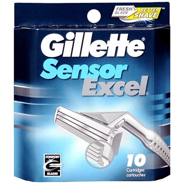 Gillette SENSOR EXCEL Refill Cartridges (10 Razor Blade Cartridges) MEN NEW