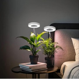 LAMJAD LED Grow Lights,Full Spectrum LED Plant Light for Succulents & Houseplants,Adjustable Height,Plant Light for Small Plants，Auto Timer, Soil-Insert Design (2 PCS)
