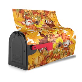 Joyidec Fall Gnomes Autumn Pumpkin Mailbox Covers Magnetic Letter Post Box Cover Mail Wraps Garden Leaves Fruits Decorations Standard Size 21 X 18 in