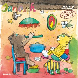 Alpha Edition - Janosch 2025 Brochure Calendar 30 x 30 cm, Children's Calendar with High-Quality Picture Motifs for Each Month, Moon Phases, Holiday Dates DE/AT/CH and International Calendar