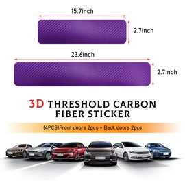 Yourkar 4 PCS Car Door Sill Protector, 3D Carbon Fiber Door Edge Threshold Wrap Film Vinyl Cover, Anti Collision Scratch Strip Bumper Door Entry Guard Scuff Sticker, Car Accessories (Purple)