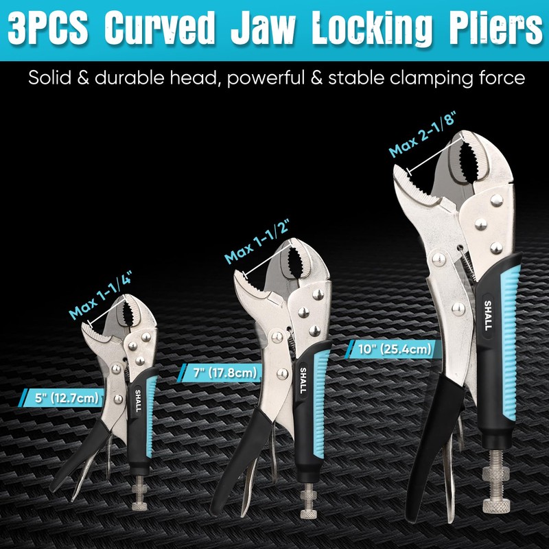 SHALL 6-Piece Locking Pliers, Vice Grips Pliers Set, 5",7" &