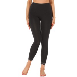 Merry Style Women's Leggings 7/8 with Lace MS10-342(Black,L)