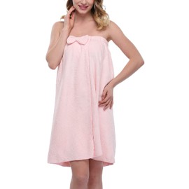goodmansam Women's Shower Wrap Robes Spa Body Wrap Bathrobe Ultra Absorbent Cover up Towels, Pink