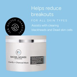 Rachel Moayer Clarify & Charcoal Mask - Detoxifying Charcoal Face Mask for Blackheads & Pore Cleansing, Activated Charcoal Peel Off Face Mask