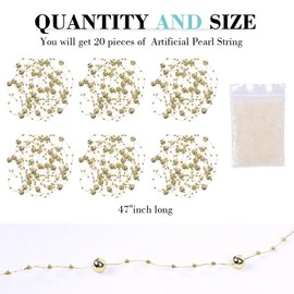 DomeStar 20PCS Gold Floating Beads for Centerpieces Vases, Floating Faux Pearls Strings and 4,000PCS Gel Beads for Vase Fillers Wedding, Party Event Table Centerpiece DIY Garland Decor